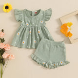 Newborn Baby Girls Daisy Top Shorts Set