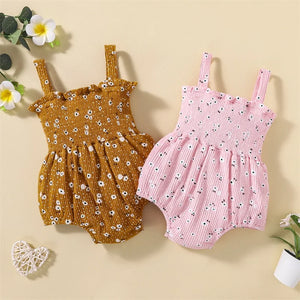 Newborn Baby Girls Flower Bow Rompers