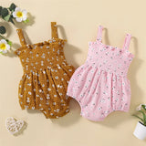 Newborn Baby Girls Flower Bow Rompers