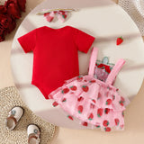 Newborn Baby Girls Strawberry Dress Set