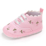 White/Pink Floral Embroidered Baby Girl Shoes 0-18M