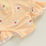 Baby Girls Kids Swimsuit Long Sleeve Flower Print Bathing Suits
