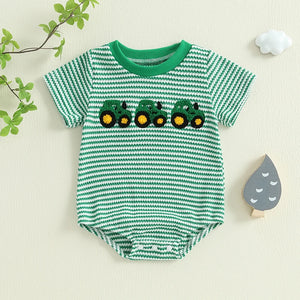 Baby Boys Waffle Truck Embroidery Rompers
