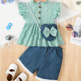 Baby Girl Toddler Top Shorts Bag Set