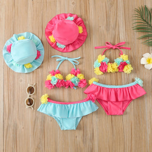Baby Girls 3pcs Flower Bathing Suit