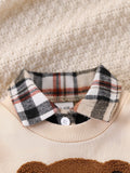 Cute Bear Embroidered Sweatshirt Pants Baby Outfit