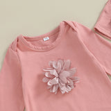 Newborn Baby Girl Jumpsuit + Hat (Pink / White)
