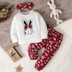Baby Girl Rabbit Floral Spring Autumn Clothes Set