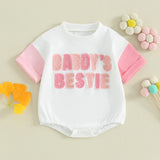 Baby Girl Embroidery Daddy's Bestie Rompers