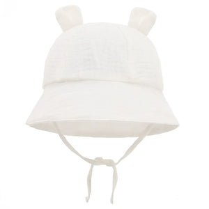 White Cotton Baby Summer Hats 3-12M