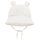 White Cotton Baby Summer Hats 3-12M