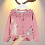 Toddler Girl Children's Rabbit Embroidered Cardigan
