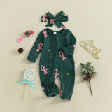 Lovely Baby Girls Christmas Jumpsuit Headband