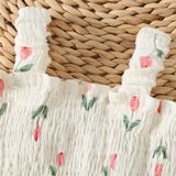 Baby Girl Cotton Romper Dress Hat Set