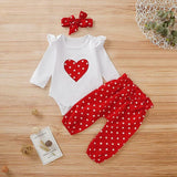 Newborn Baby Girls Red Polka Dot Clothes Set