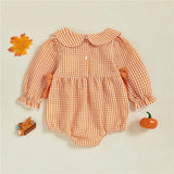 Baby Girl Halloween Embroidery Pumpkin Romper