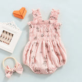 Newborn Baby Girl Floral Romper Headband