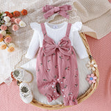 Autumn Baby Girls Floral Jumpsuit Clothes Set