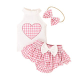 Baby Girl Heart Plaid Clothes Set 0-24M