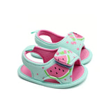 Pair of baby girl's sandals with watermelon design.