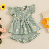 Newborn Baby Girls Daisy Top Shorts Set