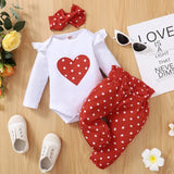 Newborn Baby Girls Red Polka Dot Clothes Set