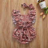 Baby Girls Floral Rompers Headband