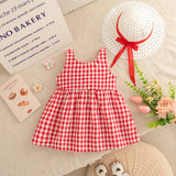 Plaid Baby Girls Dresses With Hat
