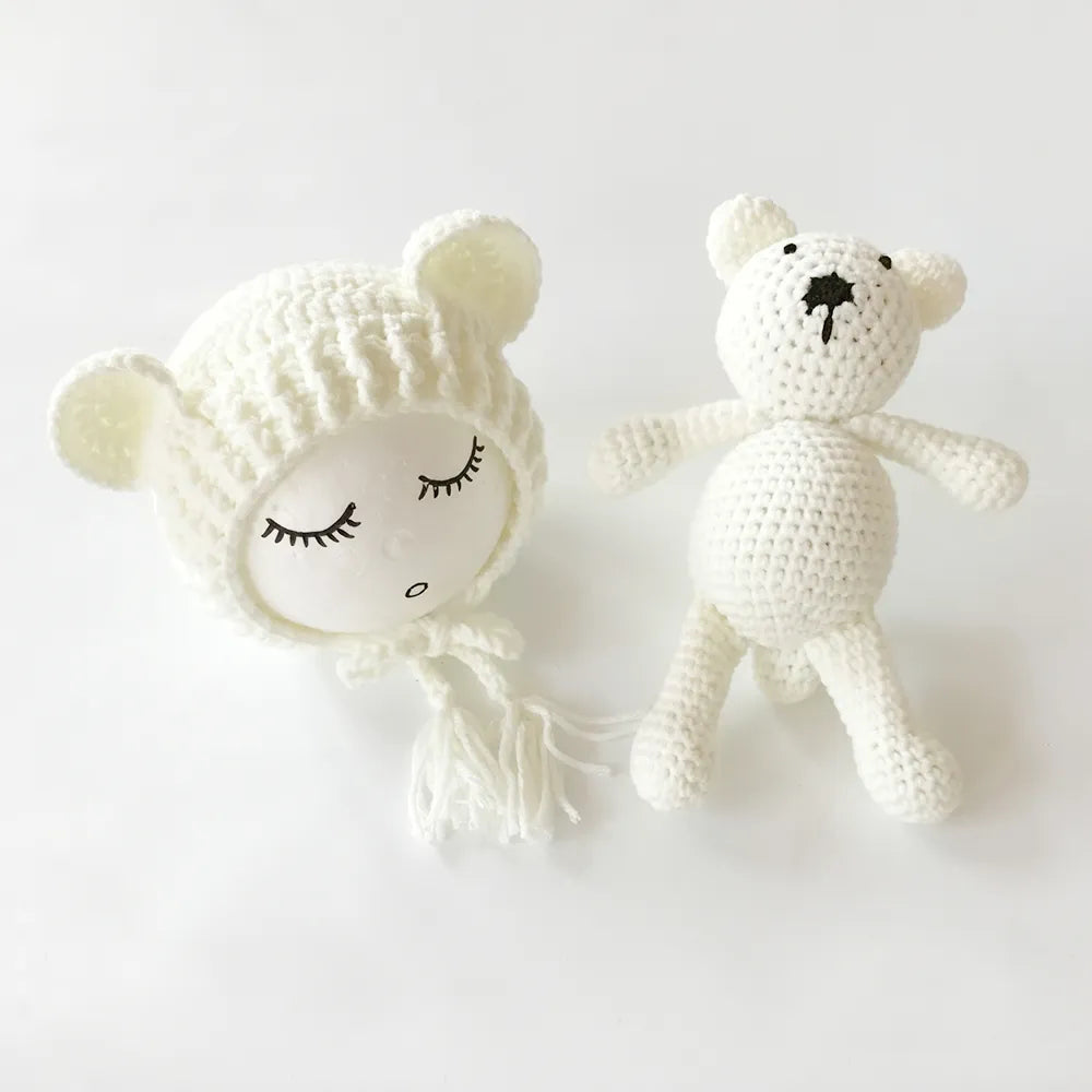 Baby Accessories - Bear And Baby Cap Newborn Photography Accessories