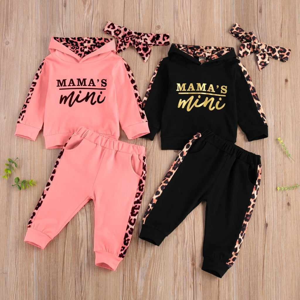 Baby Clothes - Baby Girl Leopard Hooded Clothes Set