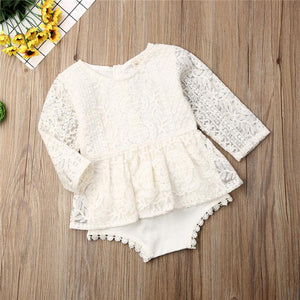 Baby Girl Long Sleeve Lace Rompers-Elite Outlet Store
