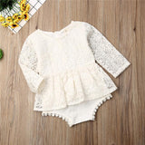 Baby Girl Long Sleeve Lace Rompers