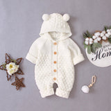 Baby Clothes - Cute Knitted Hooded Jumpsuits 0-18M