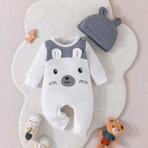 Newborn Baby Bear Ears Hat Jumpsuits