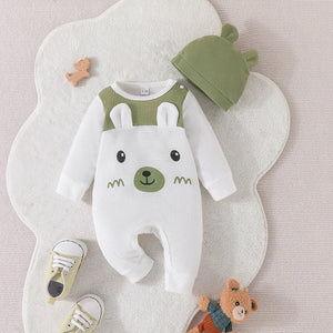 Newborn Baby Bear Ears Hat Jumpsuits