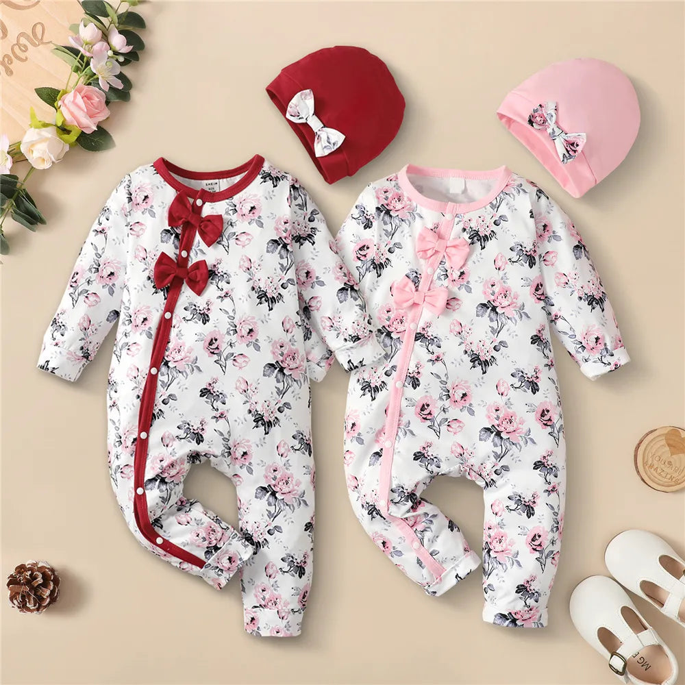 Newborn Baby Girl Jumpsuit With Hat