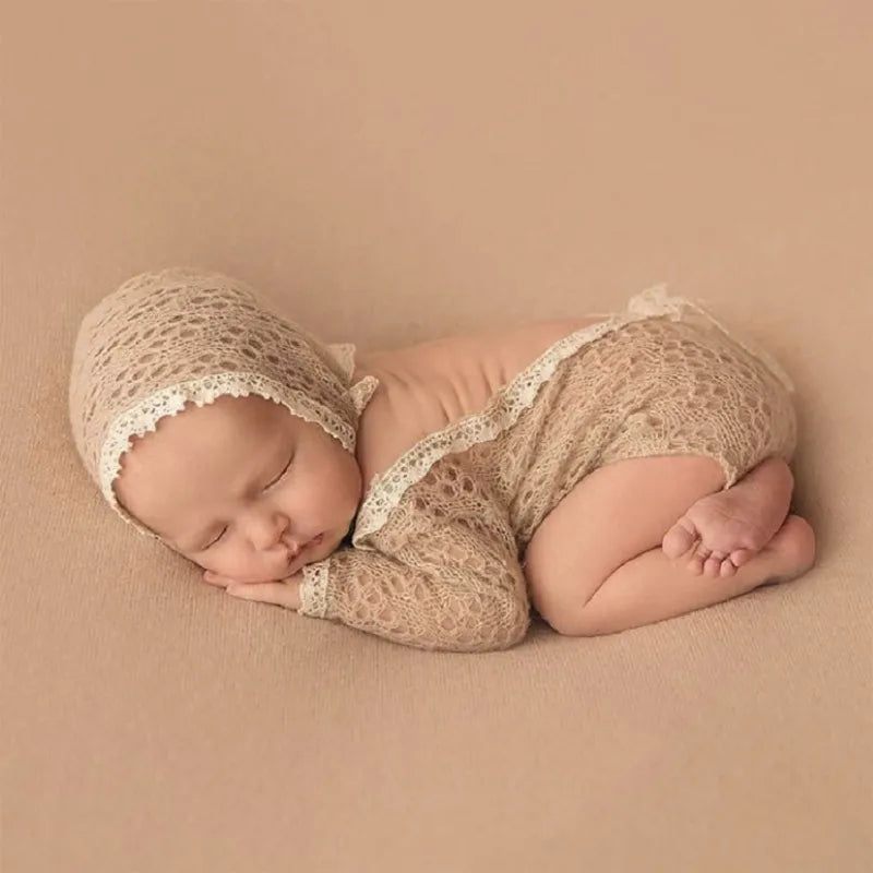 Newborn Photography Accessories - Newborn Photography Lace Romper & Hat