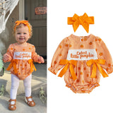 Baby Girl Halloween Embroidery Pumpkin Romper