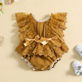 Newborn Infant Baby Girl Floral Lace Rompers