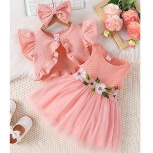 Adorable Baby Girl Jacket Dress Headband Set