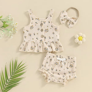 Baby Girl Summer Floral Clothes Set