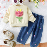 Baby Girl Toddler Flower Sweater + Jeans