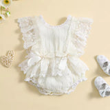 Newborn Infant Baby Girl Floral Lace Rompers