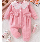 Warm Cute Newborn Baby Girls Pink Jumpsuit