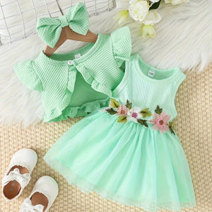 Adorable Baby Girl Jacket Dress Headband Set