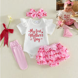 Baby Girl Mothers Day Outfit 4 Pcs Set