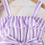 Baby Girls Purple Stripes Jumpsuit