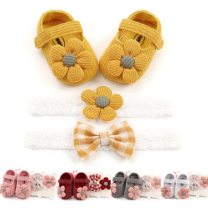 Baby Girl First Walker Daisy Shoes & Headbands