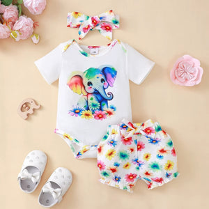 Baby Girls Colorful Elephant Clothes Set