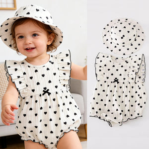 Newborn Baby Girl White Rompers + Hat